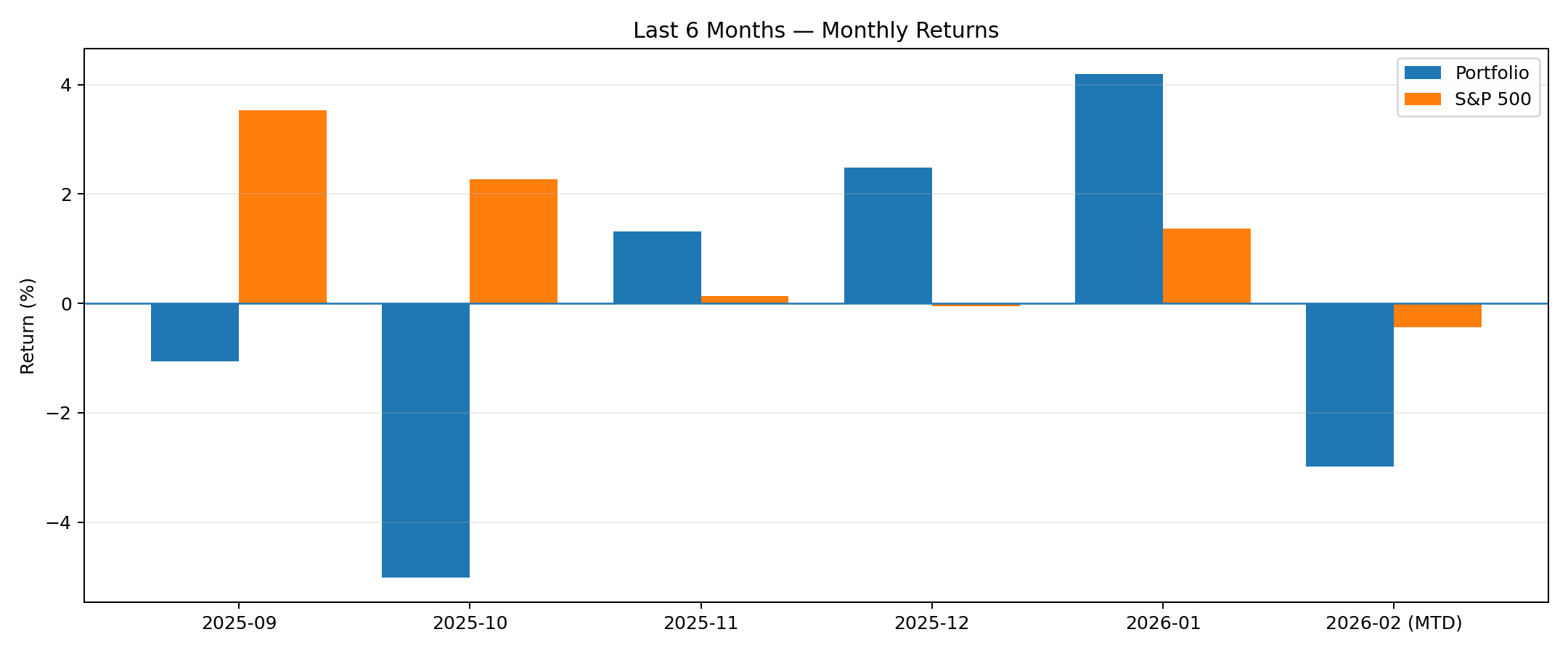Last 6 months monthly returns